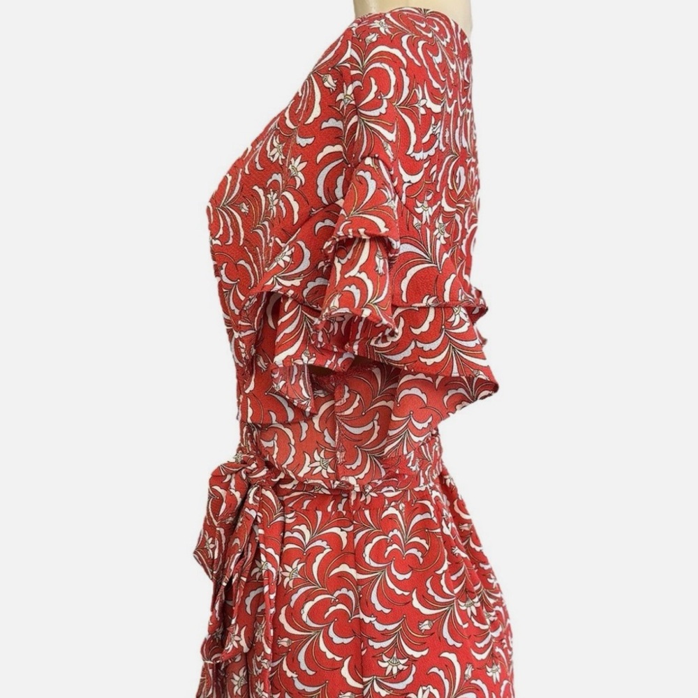 Max Studio Ruffle Crepe High/Low Wrap Midi Dress - Picture 8 of 15